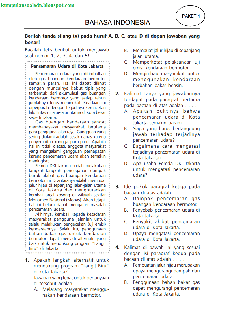 Contoh Soal Pilihan Ganda Cerita Rakyat Bahasa Jawa - Soal Kelasmu